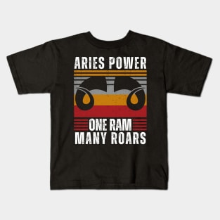 Funny Aries Zodiac Sign - Aries Power, One Ram, Many Roars - White Kids T-Shirt